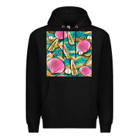 Black hair clasp and sea shells with leopard beach seamless pattern bbs Premium Hoodie - BundleAndBundleShop