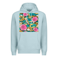 Blue Mist hair clasp and sea shells with leopard beach seamless pattern bbs Premium Hoodie - BundleAndBundleShop