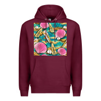Burgundy hair clasp and sea shells with leopard beach seamless pattern bbs Premium Hoodie - BundleAndBundleShop