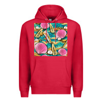 Cardinal hair clasp and sea shells with leopard beach seamless pattern bbs Premium Hoodie - BundleAndBundleShop