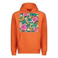 Carrot hair clasp and sea shells with leopard beach seamless pattern bbs Premium Hoodie - BundleAndBundleShop