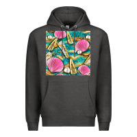 Charcoal Heather hair clasp and sea shells with leopard beach seamless pattern bbs Premium Hoodie - BundleAndBundleShop