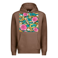 Chestnut hair clasp and sea shells with leopard beach seamless pattern bbs Premium Hoodie - BundleAndBundleShop
