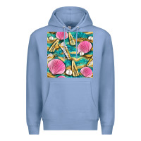 Colony Blue hair clasp and sea shells with leopard beach seamless pattern bbs Premium Hoodie - BundleAndBundleShop