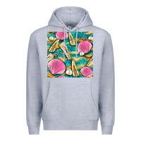 Heather Grey hair clasp and sea shells with leopard beach seamless pattern bbs Premium Hoodie - BundleAndBundleShop