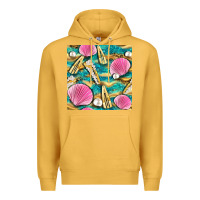 Mustard hair clasp and sea shells with leopard beach seamless pattern bbs Premium Hoodie - BundleAndBundleShop
