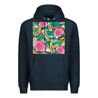 Navy hair clasp and sea shells with leopard beach seamless pattern bbs Premium Hoodie - BundleAndBundleShop