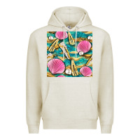 Oatmeal Heather hair clasp and sea shells with leopard beach seamless pattern bbs Premium Hoodie - BundleAndBundleShop