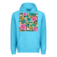 Ocean Blue hair clasp and sea shells with leopard beach seamless pattern bbs Premium Hoodie - BundleAndBundleShop
