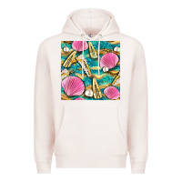 Pale Pink hair clasp and sea shells with leopard beach seamless pattern bbs Premium Hoodie - BundleAndBundleShop