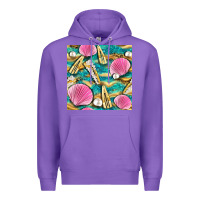 Purple hair clasp and sea shells with leopard beach seamless pattern bbs Premium Hoodie - BundleAndBundleShop