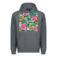 Rock hair clasp and sea shells with leopard beach seamless pattern bbs Premium Hoodie - BundleAndBundleShop