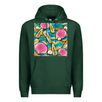 Sports Green hair clasp and sea shells with leopard beach seamless pattern bbs Premium Hoodie - BundleAndBundleShop
