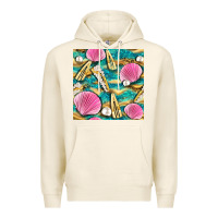 Tofu hair clasp and sea shells with leopard beach seamless pattern bbs Premium Hoodie - BundleAndBundleShop
