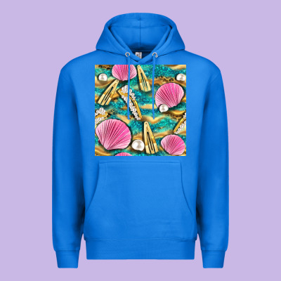 Hair Clasp And Sea Shells With Leopard Beach Seamless Pattern Bbs Premium Hoodie Designed By Bundleandbundleshop