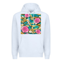 White hair clasp and sea shells with leopard beach seamless pattern bbs Premium Hoodie - BundleAndBundleShop
