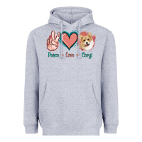 Heather Grey Peace Love Corgi Heavyweight Hoodie - Jasminsmagicworld