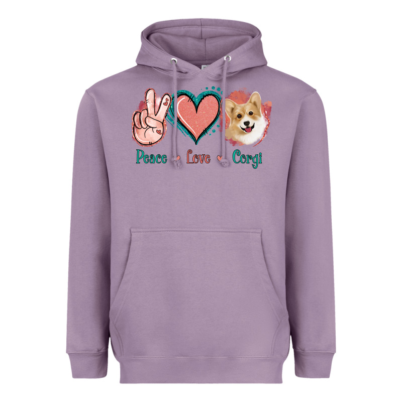 Peace Love Corgi Heavyweight Hoodie by Jasminsmagicworld | Teevron
