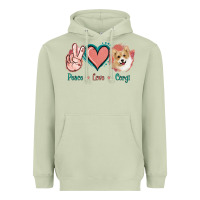 Matcha Peace Love Corgi Heavyweight Hoodie - Jasminsmagicworld