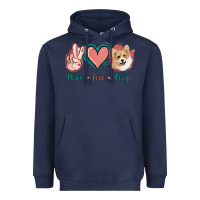 Navy Peace Love Corgi Heavyweight Hoodie - Jasminsmagicworld