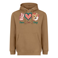 Toasted Coconut Peace Love Corgi Heavyweight Hoodie - Jasminsmagicworld
