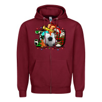 Burgundy joy with soccer element and Christmas Zipper Hoodie - AdoDesignShop