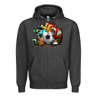 Charcoal Heather joy with soccer element and Christmas Zipper Hoodie - AdoDesignShop