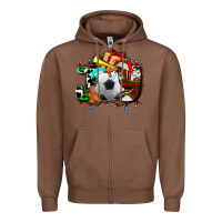 Chestnut joy with soccer element and Christmas Zipper Hoodie - AdoDesignShop