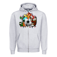Heather Grey joy with soccer element and Christmas Zipper Hoodie - AdoDesignShop