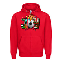 Red joy with soccer element and Christmas Zipper Hoodie - AdoDesignShop