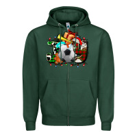 Sports Green joy with soccer element and Christmas Zipper Hoodie - AdoDesignShop