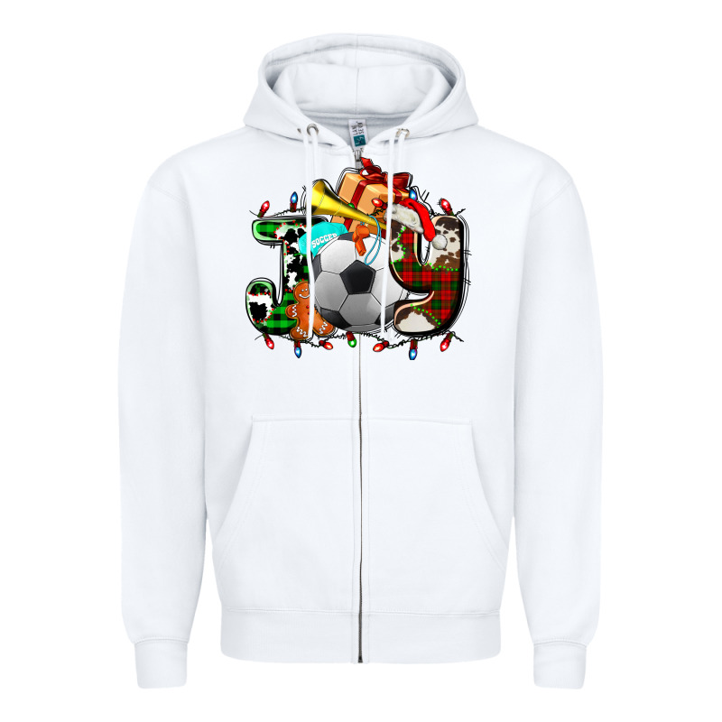 Joy With Soccer Element And Christmas Zipper Hoodie by AdoDesignShop | Teevron
