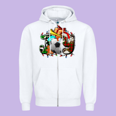 Joy With Soccer Element And Christmas Zipper Hoodie Designed By Adodesignshop
