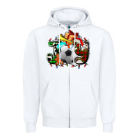 White joy with soccer element and Christmas Zipper Hoodie - AdoDesignShop
