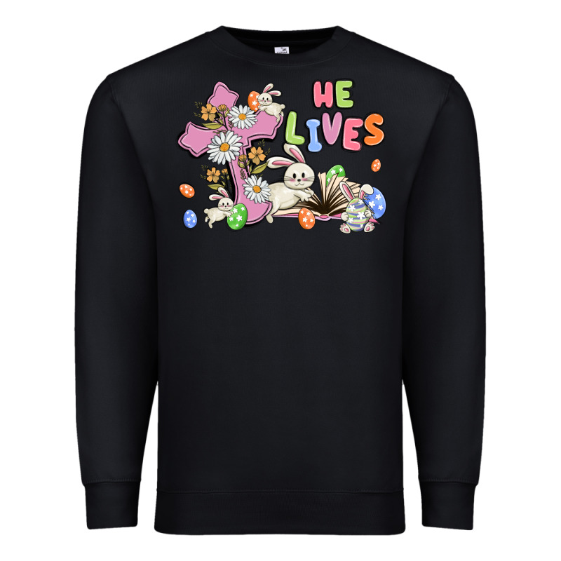 He Lives With Bunnys And Eggs Premium Sweatshirt by MaliasSmallBusiness | Teevron