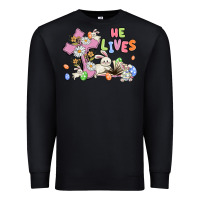 Black he lives with bunnys and eggs Premium Sweatshirt - MaliasSmallBusiness