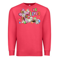 Cardinal he lives with bunnys and eggs Premium Sweatshirt - MaliasSmallBusiness