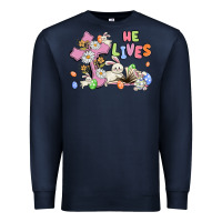 Navy he lives with bunnys and eggs Premium Sweatshirt - MaliasSmallBusiness