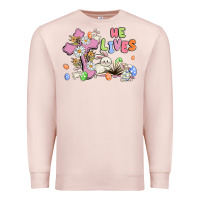 Pale Pink he lives with bunnys and eggs Premium Sweatshirt - MaliasSmallBusiness