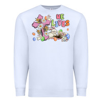 White he lives with bunnys and eggs Premium Sweatshirt - MaliasSmallBusiness