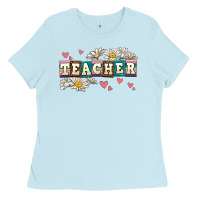 Baby Blue daisy teacher Ladies Tee - AdoDesignShop