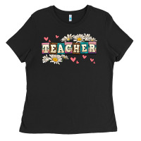 Black daisy teacher Ladies Tee - AdoDesignShop