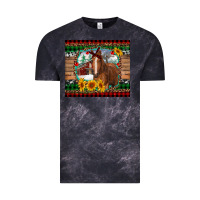 Cloud Black christmas farm and horse Vintage Tee - RanaPortraitStore