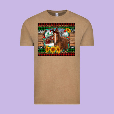 Christmas Farm And Horse Vintage Tee Designed By Ranaportraitstore