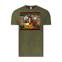 Vintage Olive christmas farm and horse Vintage Tee - RanaPortraitStore