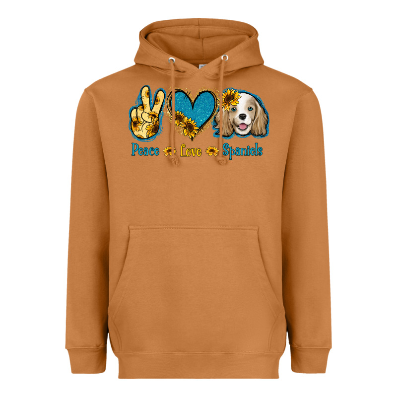 Peace Love Cocker Spaniel Heavyweight Hoodie by Jasminsmagicworld | Teevron