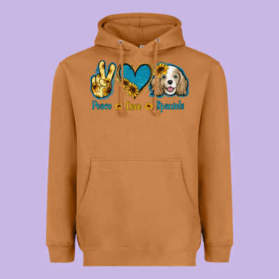 Peace Love Cocker Spaniel Heavyweight Hoodie Designed By Jasminsmagicworld