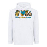 White Peace Love Cocker Spaniel Heavyweight Hoodie - Jasminsmagicworld
