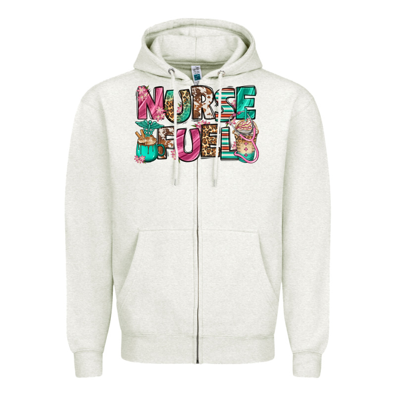 Nurse Fuel Coffee Cups Zipper Hoodie by Jasminsmagicworld | Teevron