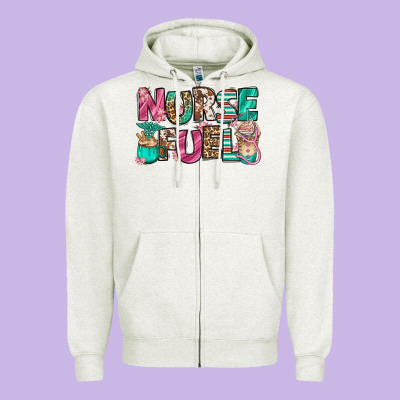 Nurse Fuel Coffee Cups Zipper Hoodie Designed By Jasminsmagicworld
